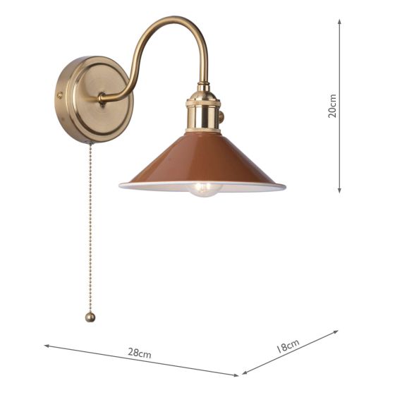 Där Lighting Hadano Wall Light Natural Brass With Umber Shade
