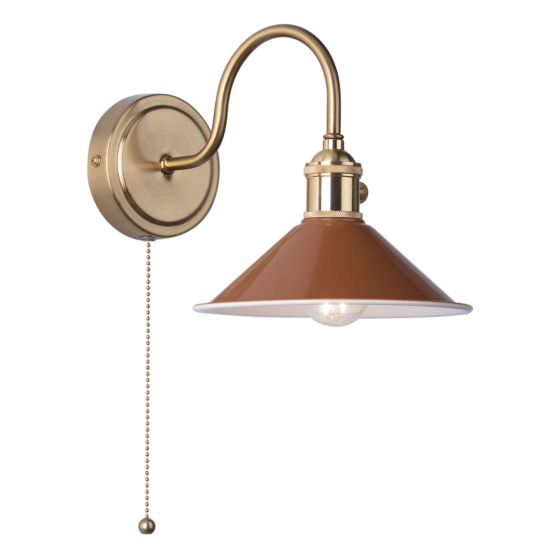 där lighting Hadano Wall Light Natural Brass With Umber Shade