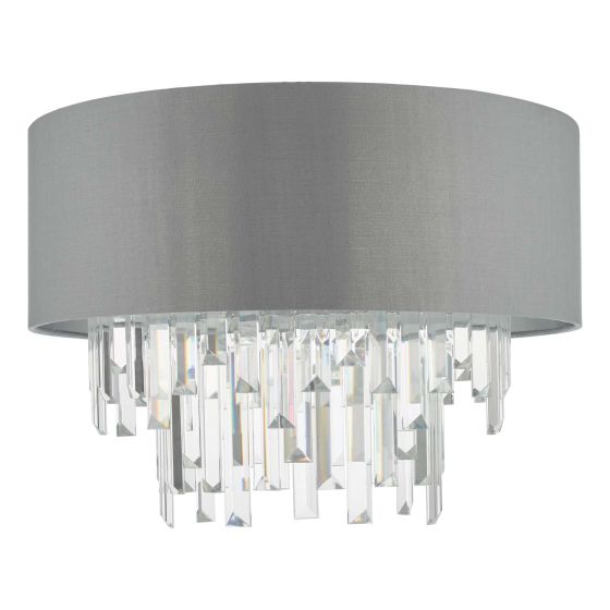 Där Lighting Halle 4 Light Flush Grey Shade Crystal