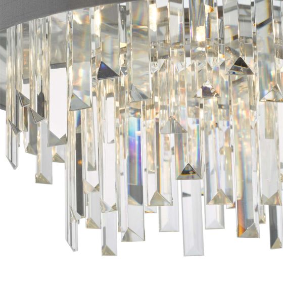 Där Lighting Halle 4 Light Flush Grey Shade Crystal
