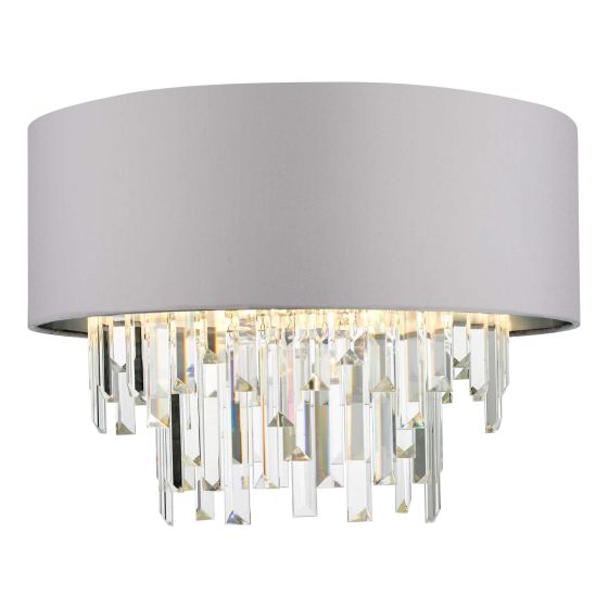 där lighting Halle 4 Light Flush Grey Shade Crystal