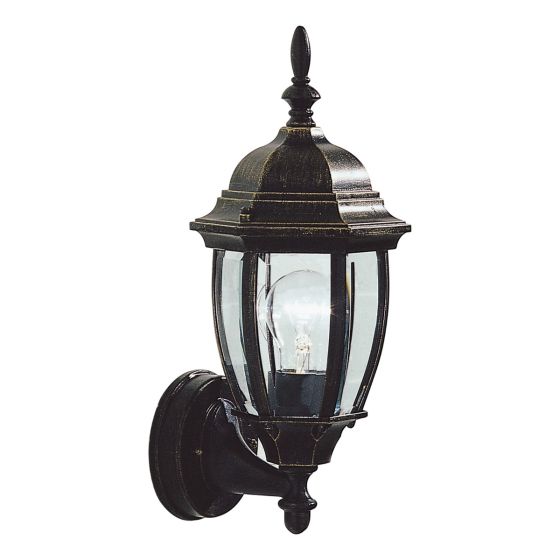 där lighting Hambro Outdoor Wall Light Black/Gold Glass IP43