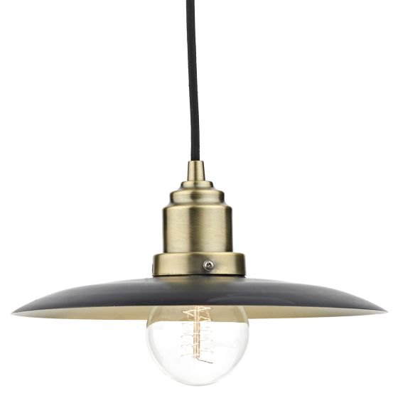 där lighting Hannover 1 Light Pendant Black Antique Brass