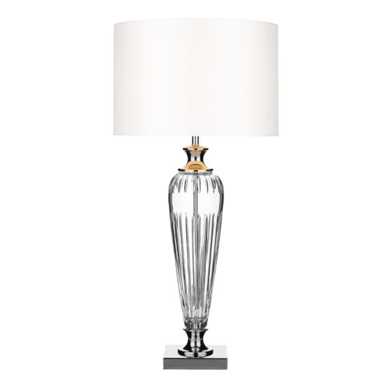 där lighting Hinton Table Lamp Polished Chrome Crystal With Shade