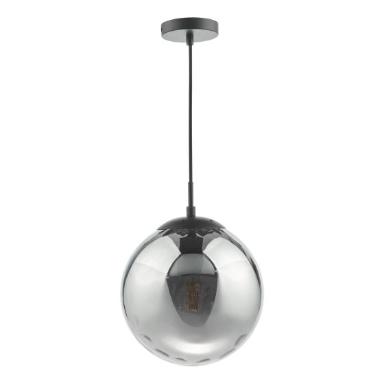 Där Lighting Hobnail Pendant Matt Black & Clear Glass