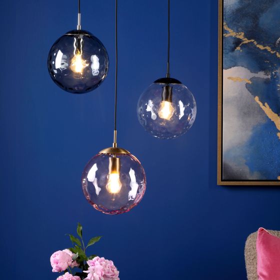 Där Lighting Hobnail Pendant Matt Black & Clear Glass