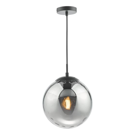 där lighting Hobnail Pendant Matt Black & Clear Glass