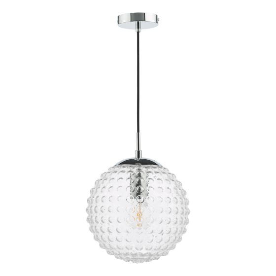 Där Lighting Hobnail Pendant Polished Chrome & Clear Glass
