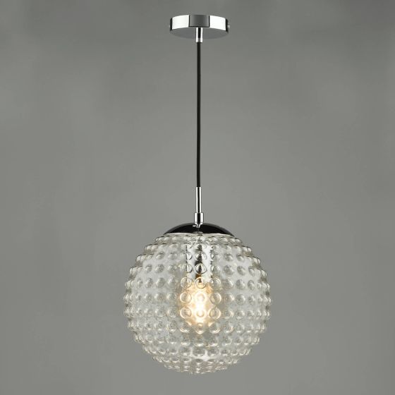 Där Lighting Hobnail Pendant Polished Chrome & Clear Glass