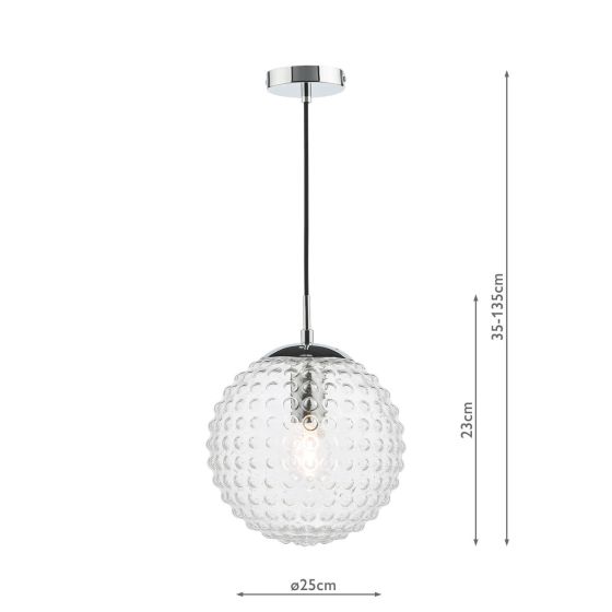 Där Lighting Hobnail Pendant Polished Chrome & Clear Glass