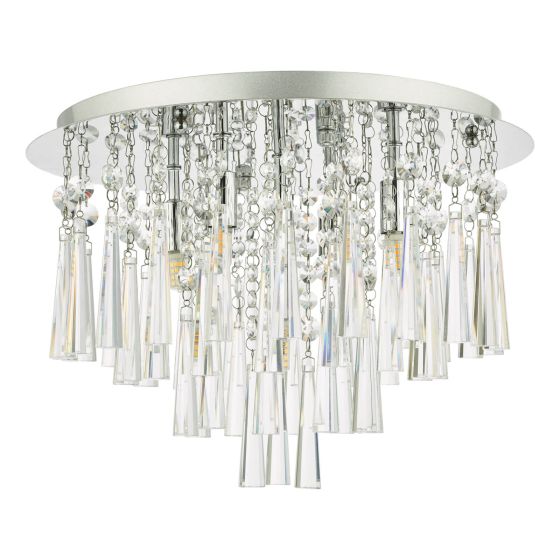 Där Lighting Iclyn 5 Light Flush Polished Chrome Crystal