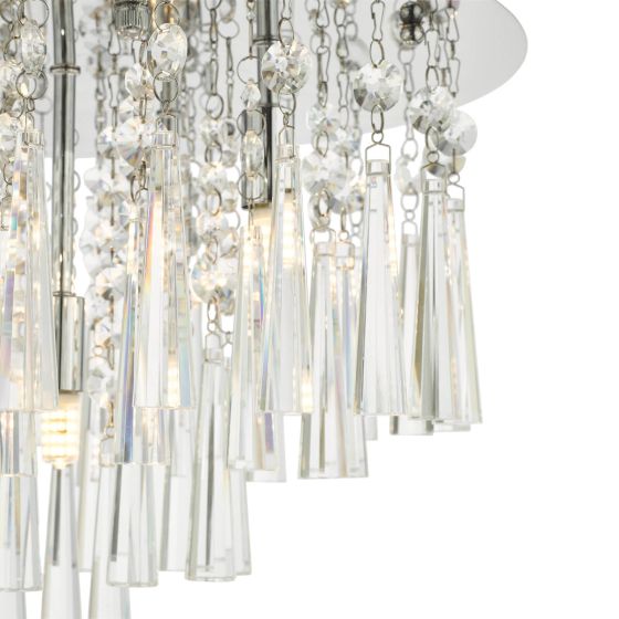 Där Lighting Iclyn 5 Light Flush Polished Chrome Crystal