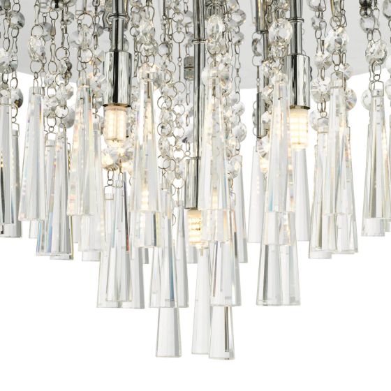 Där Lighting Iclyn 5 Light Flush Polished Chrome Crystal
