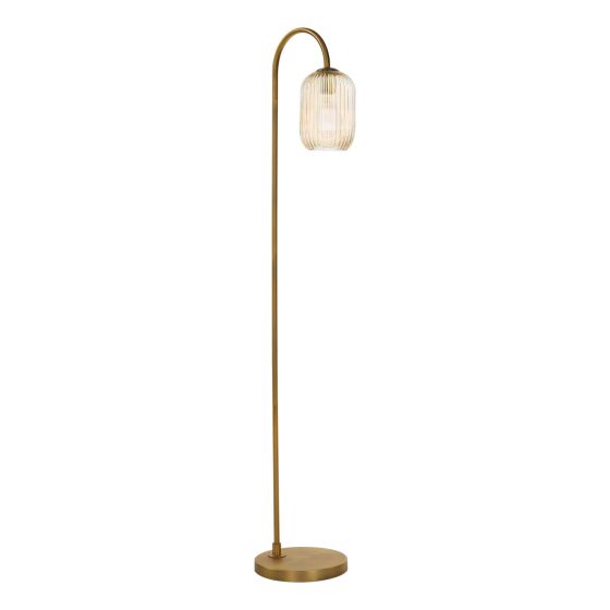 Där Lighting Idra Floor Lamp Aged Bronze And Champagne Ribbed Glass