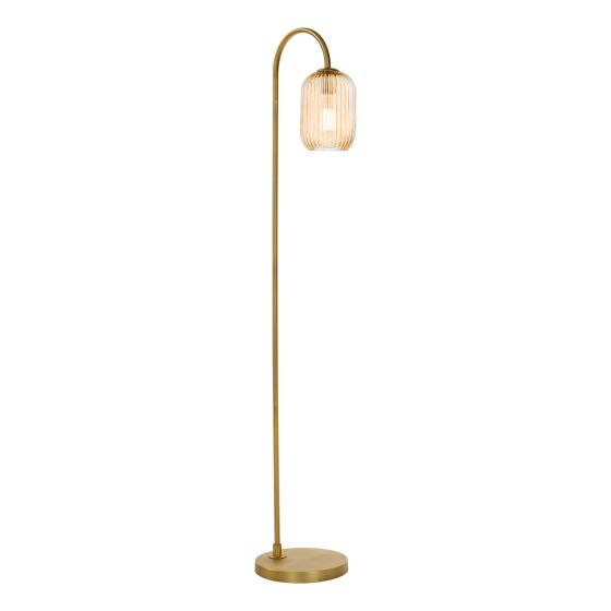där lighting Idra Floor Lamp Aged Bronze and Champagne Ribbed Glass