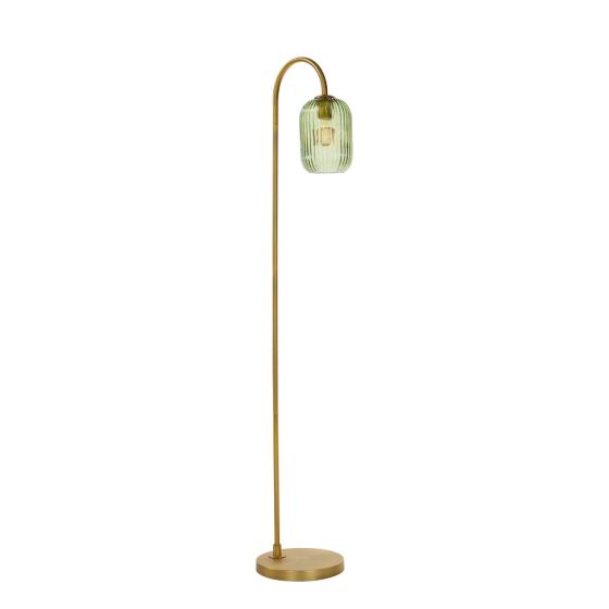 Där Lighting Idra Floor Lamp Aged Bronze And Green Ribbed Glass