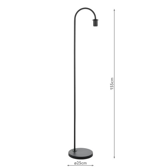 Där Lighting Idra Floor Lamp Satin Black E27 Base Only