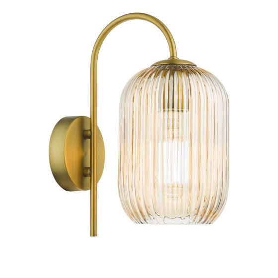 Där Lighting Idra Wall Light Aged Bronze And Champagne Ribbed Glass