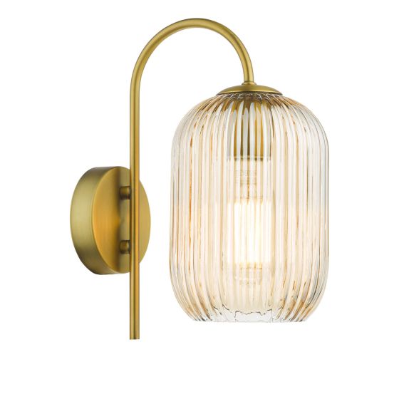 där lighting Idra Wall Light Aged Bronze and Champagne Ribbed Glass