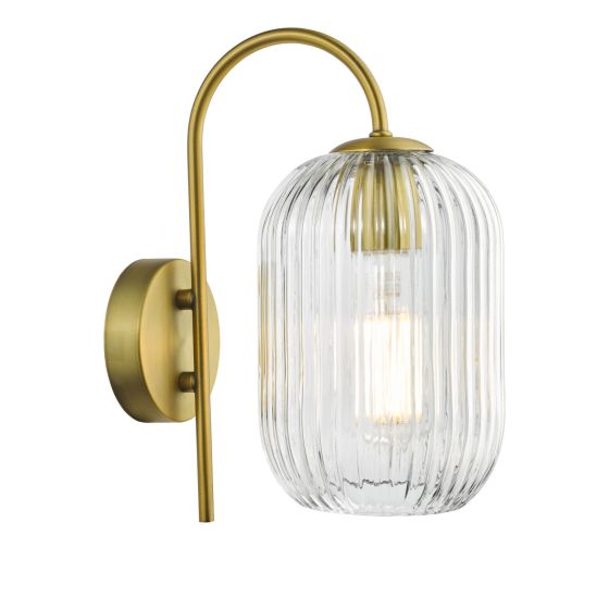 där lighting Idra Wall Light Aged Bronze and Champagne Ribbed Glass
