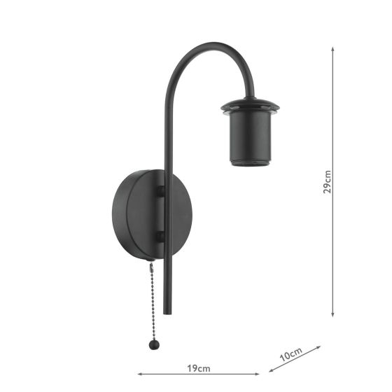 Där Lighting Idra Wall Light Satin Black E27 Bracket Only