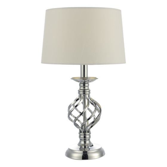 Där Lighting Iffley Touch Table Lamp Polished Chrome Twist Cage Base With Shade - Small