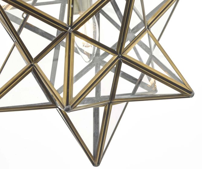 Där Lighting Ilario Large Star Pendant Antique Brass & Glass