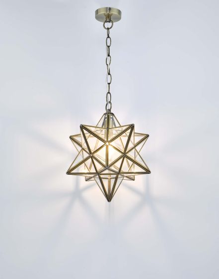 Där Lighting Ilario Large Star Pendant Antique Brass & Glass