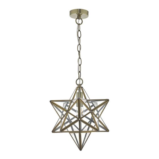 där lighting Ilario Large Star Pendant Antique Brass & Glass