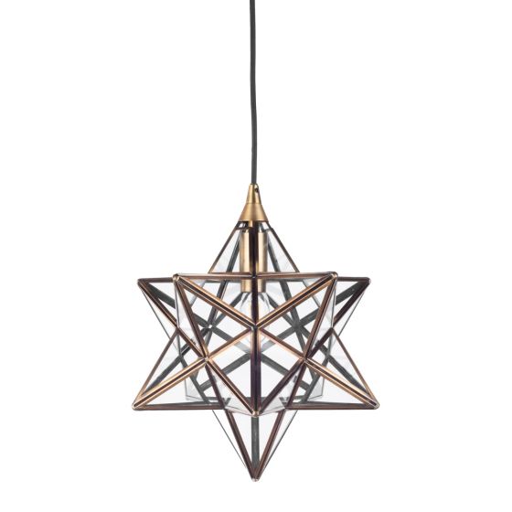 Där Lighting Ilario Small Star Pendant Antique Brass Glass