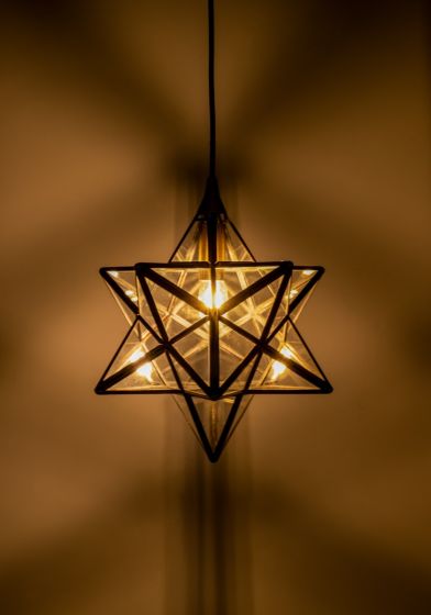 Där Lighting Ilario Small Star Pendant Antique Brass Glass