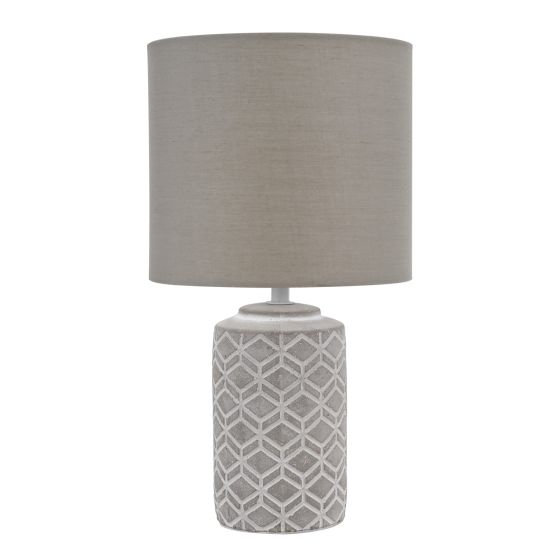 Där Lighting Ilona Ceramic Table Lamp Grey With Shade
