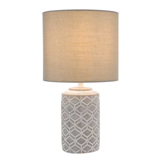 där lighting Ilona Ceramic Table Lamp Grey With Shade