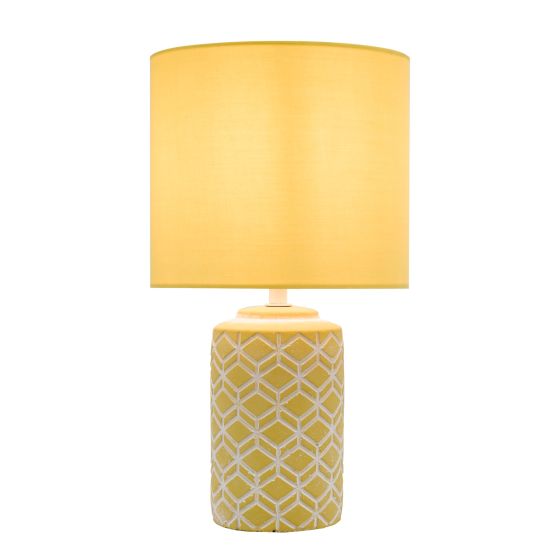 där lighting Ilona Ceramic Table Lamp Yellow With Shade