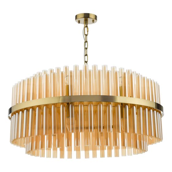 Där Lighting Imani 16 Light Pendant Natural Brass And Champagne Glass