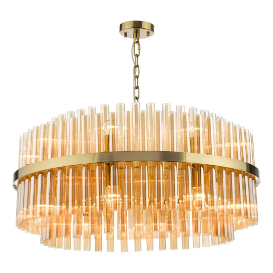 där lighting Imani 16 Light Pendant Natural Brass and Champagne Glass