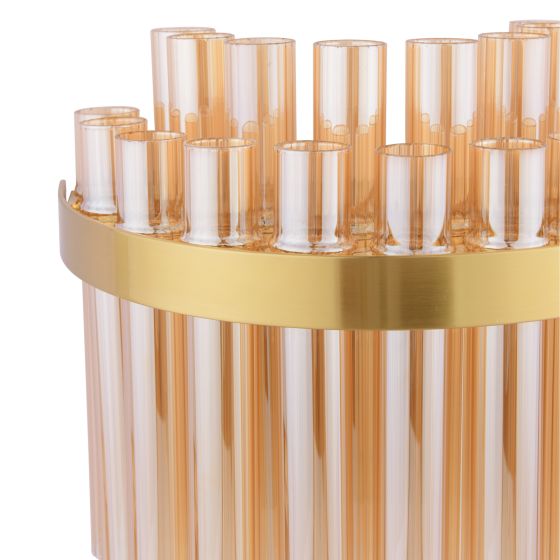 Där Lighting Imani 2 Light Wall Light Natural Brass And Champagne Glass