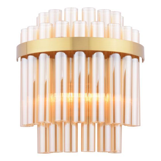 där lighting Imani 2 Light Wall Light Natural Brass and Champagne Glass