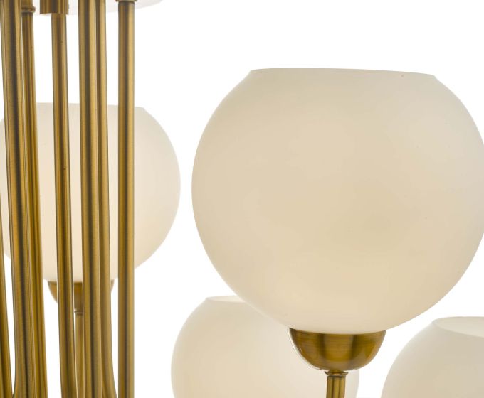 Där Lighting Indra 9 Light Pendant Natural Brass And Opal Glass