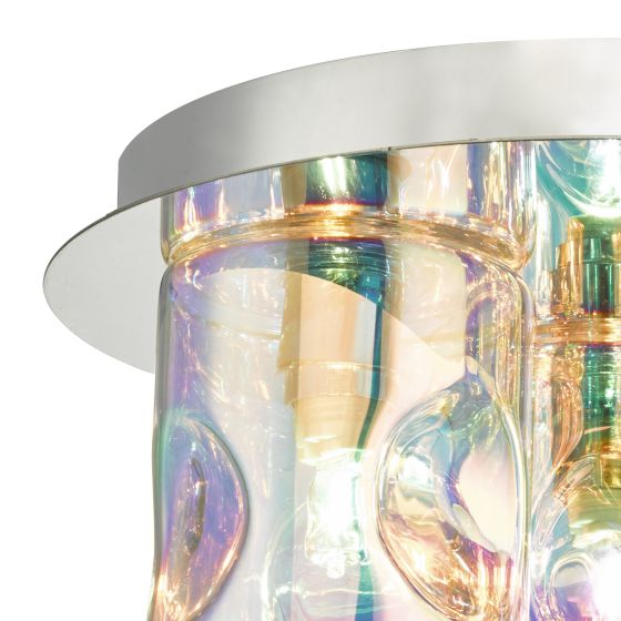 Där Lighting Inter 3 Light Flush Pol Chrome & Iridised Glass