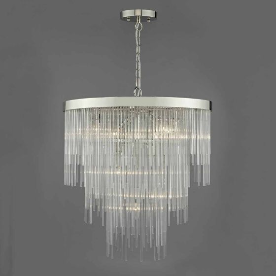Där Lighting Isla 7lt Pendant Polished Chrome & Clear Glass Rods