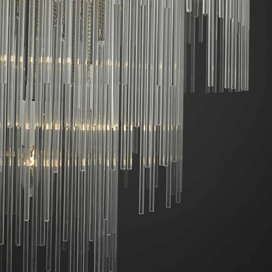 Där Lighting Isla 7lt Pendant Polished Chrome & Clear Glass Rods