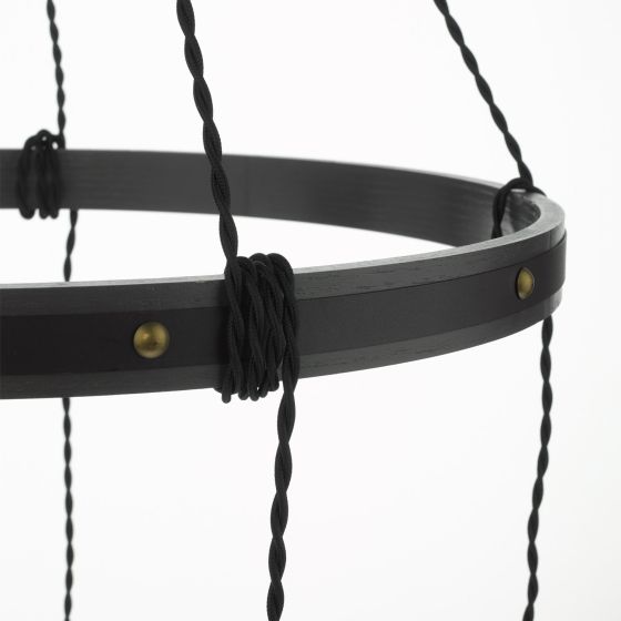 Där Lighting Ivan 5 Light Pendant Rustic Wood Aged Brass Detail