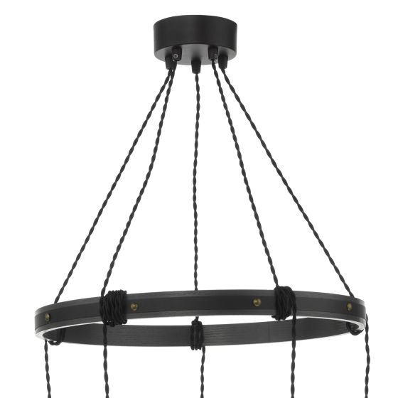 där lighting Ivan 5 Light Pendant Rustic Wood Aged Brass Detail