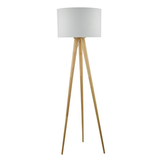 Där Lighting Ivor Tripod Floor Lamp Light Oak With Shade