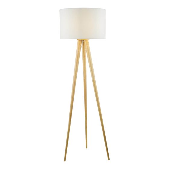 där lighting Ivor Tripod Floor Lamp Light Oak With Shade