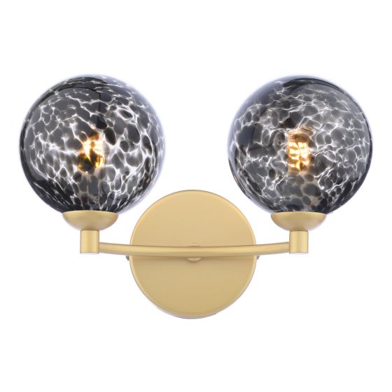där lighting Izzy 2 Light Wall Light Gold and Black Confetti Glass