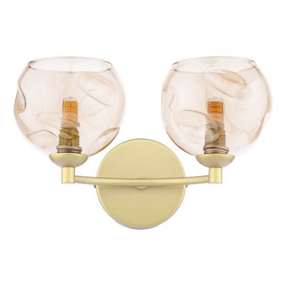 Där Lighting Izzy 2 Light Wall Light Gold & Champagne Dimpled Glass