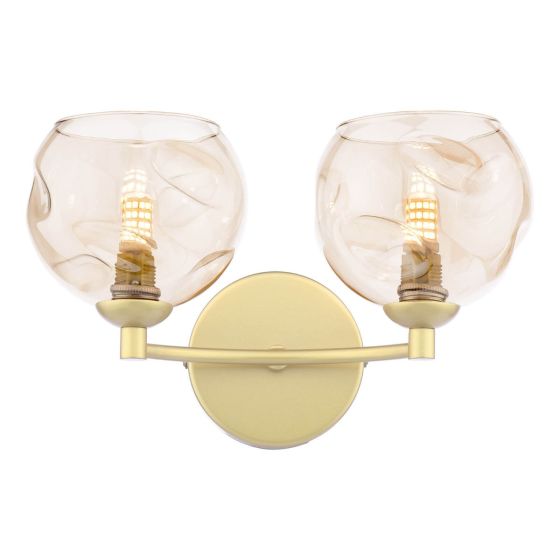 där lighting Izzy 2 Light Wall Light Gold & Champagne Dimpled Glass