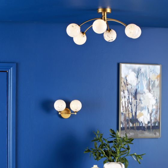 Där Lighting Izzy 2 Light Wall Light Gold & Confetti Glass